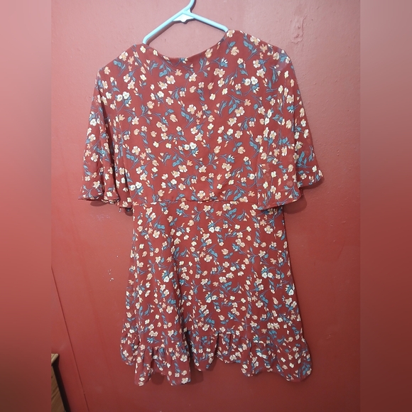 Floral Wrap Dress in Red and Yellow - Picture 5 of 5